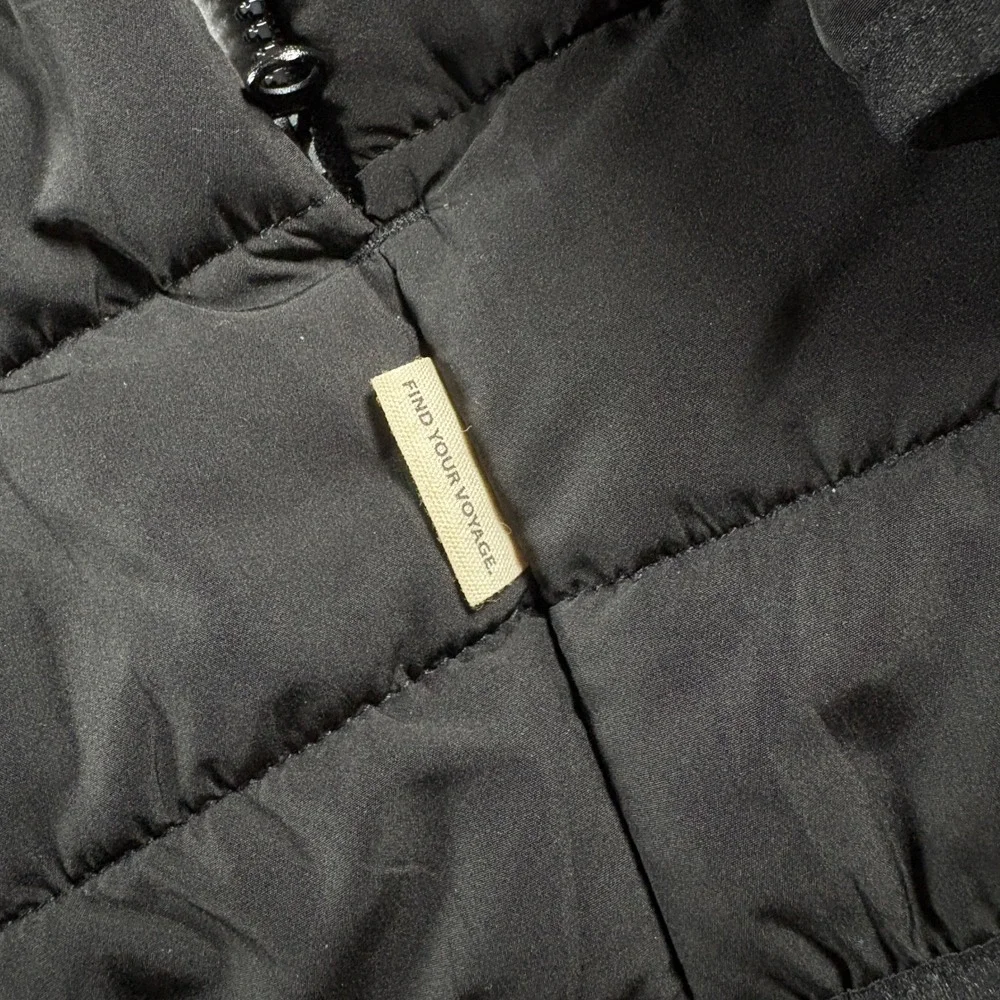 Voyager Mens Puffer Jacket Large Black Quilted Full Zip Red Plaid Fleece Lining